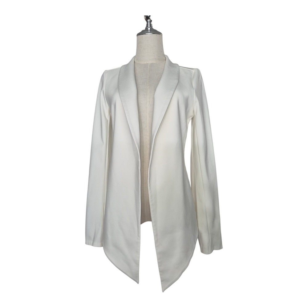 Capsule 121 White Open Front Knit Blazer Jacket Women's Medium Stretch Career